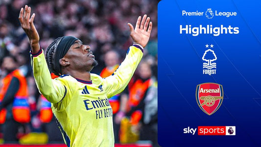 Noni Madueke ünneplése a Forest–Arsenal mérkőzés összefoglalójának képén