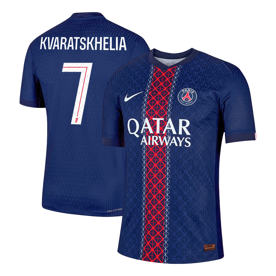 KVARATSKHELIA #7 Játékos PSG Otthon Soccer Mez 2025/26 Haditengerészet