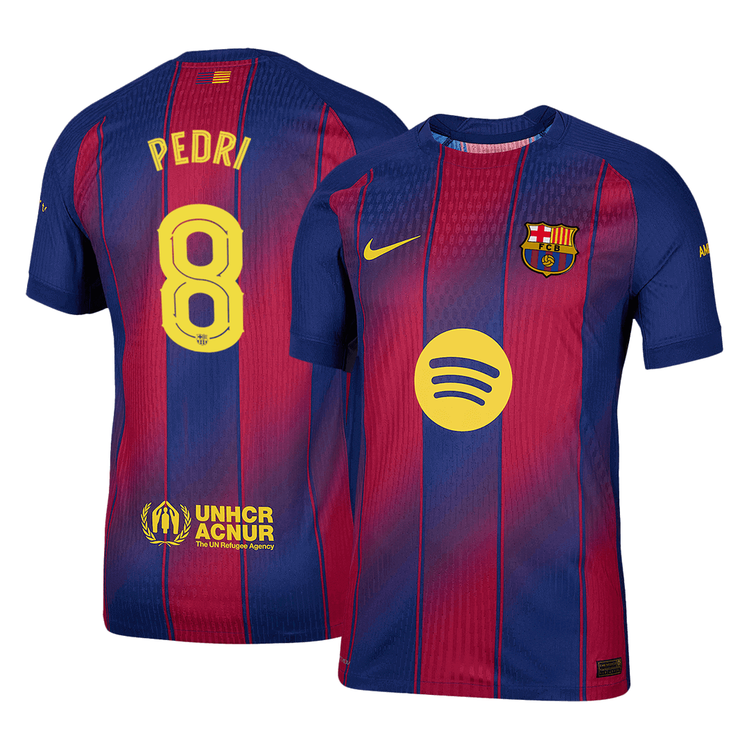 PEDRI #8 Játékos Barcelona Otthon Soccer Mez 2025/26 Piros&Kék - UCL