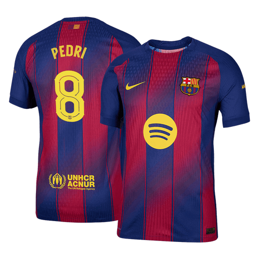 PEDRI #8 Játékos Barcelona Otthon Soccer Mez 2025/26 Piros&Kék - UCL