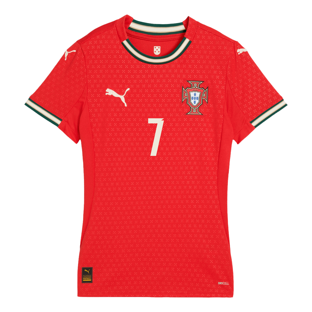 Női RONALDO #7 Portugália Otthon Futball Mez 2025 Piros