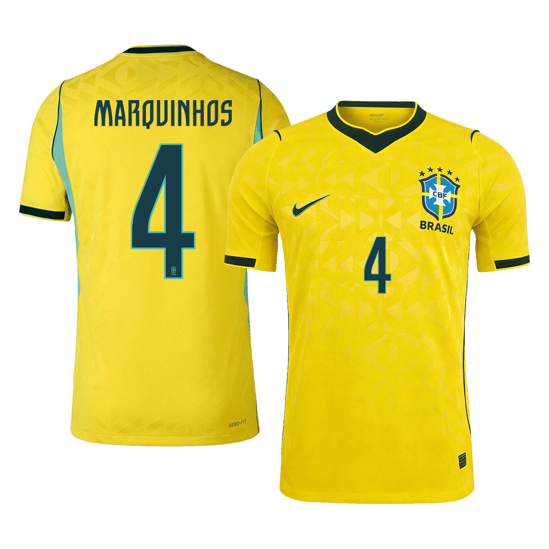 MARQUINHOS #4 Brazília Játékos Verzió Hazai Mez Világbajnoki 2026 Sárga