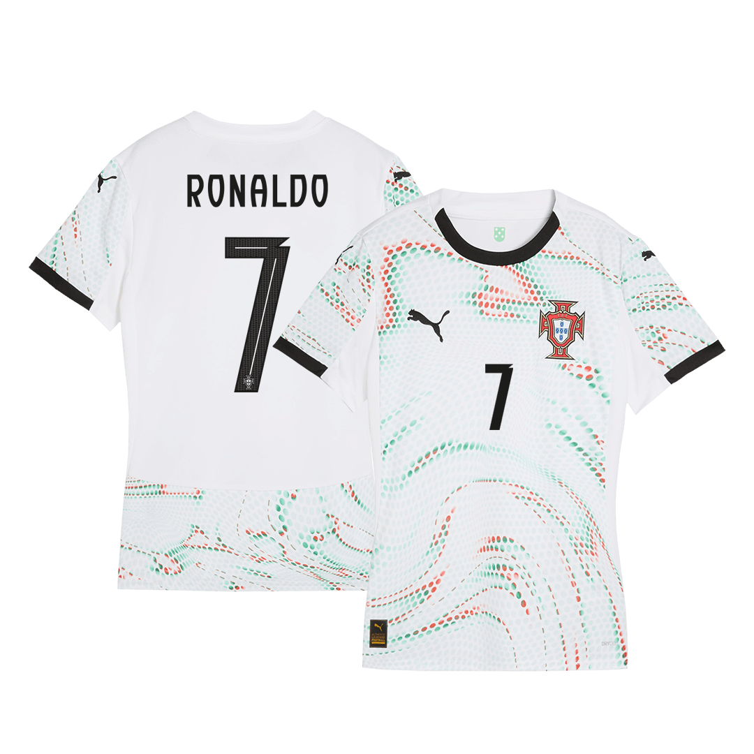 Női RONALDO #7 Portugália Idegenbeli Futball Mez 2025 Fehér