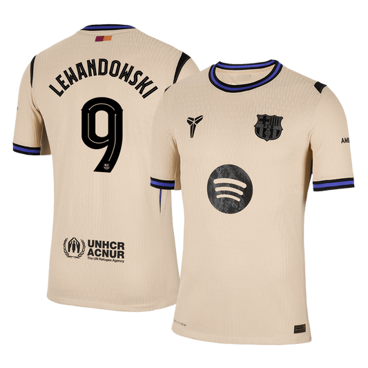 LEWANDOWSKI #9 Játékos Barcelona Idegenbeli Soccer Mez 2025/26 Sárga - UCL