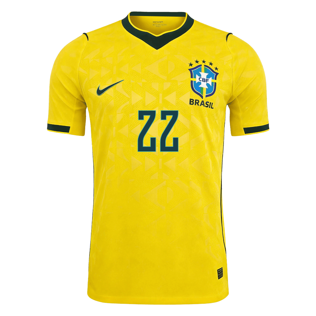 JOÃO PEDRO #22 Brazília Játékos Verzió Hazai Mez Világbajnoki 2026 Sárga
