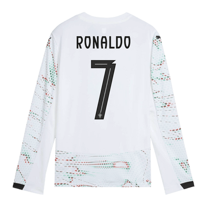 RONALDO #7 Portugália Idegenbeli Hosszú Ujjú Mez 2025- Fehér