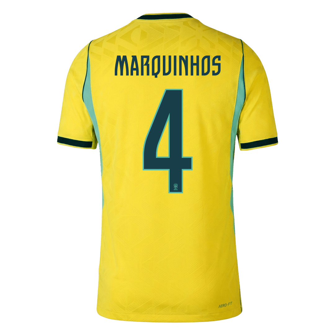 MARQUINHOS #4 Brazília Játékos Verzió Hazai Mez Világbajnoki 2026 Sárga