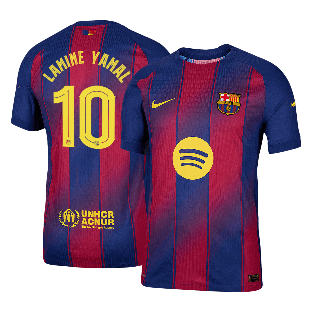 LAMINE YAMAL #10 Játékos Barcelona Otthon Soccer Mez 2025/26 Piros&Kék - UCL