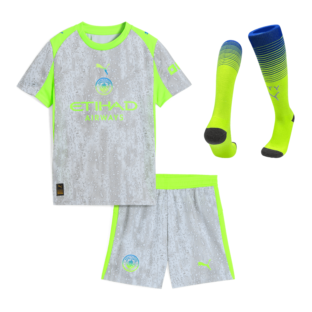 Manchester City Gyerek Harmadik Készlet(Mez+Nadrág+Zokni) 2025/26 Szürke