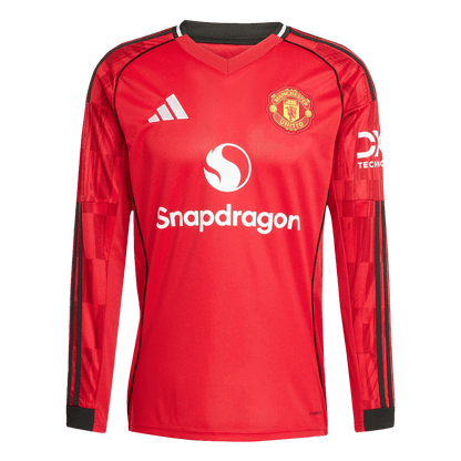 Manchester United Otthon Hosszú Ujjú Soccer Mez 2025/26 Piros