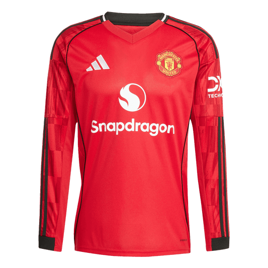 Manchester United Otthon Hosszú Ujjú Soccer Mez 2025/26 Piros