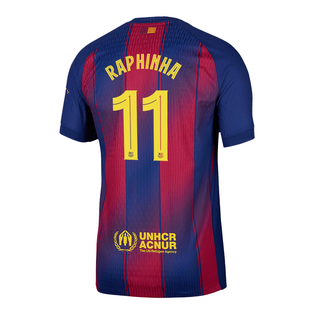 RAPHINHA #11 Játékos Barcelona Otthon Soccer Mez 2025/26 Piros&Kék - UCL