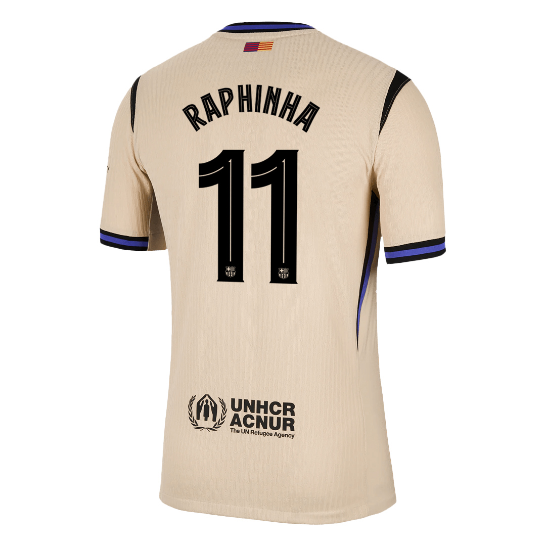 RAPHINHA #11 Játékos Barcelona Idegenbeli Soccer Mez 2025/26 Sárga - UCL