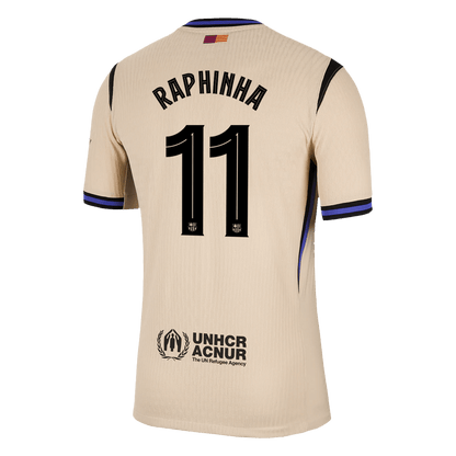 RAPHINHA #11 Játékos Barcelona Idegenbeli Soccer Mez 2025/26 Sárga - UCL