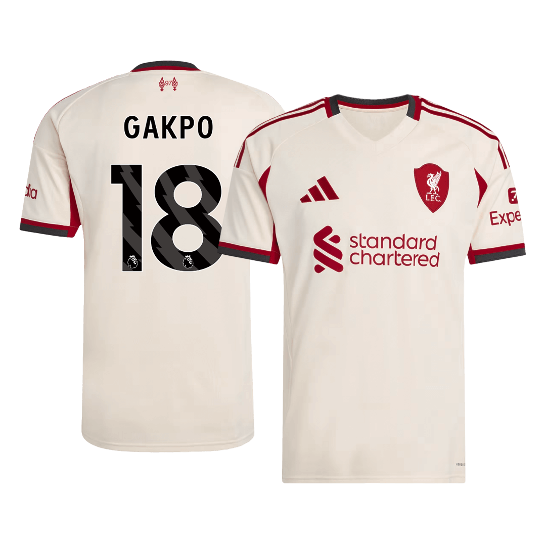 GAKPO #18 Liverpool Idegenbeli Mez 2025/26 Fehér
