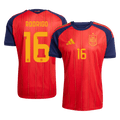 RODRIGO #16 Spanyolország Hazai Futball Világbajnoki 2026 Piros