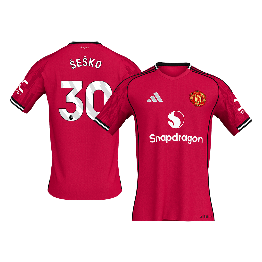 ŠEŠKO #30 Manchester United Hazai World Cup Futball Mez 2025/26 Piros