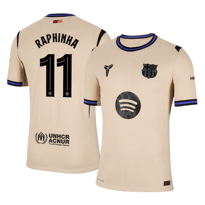 RAPHINHA #11 Játékos Barcelona Idegenbeli Soccer Mez 2025/26 Sárga - UCL