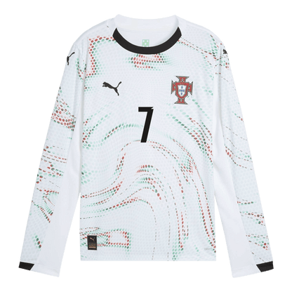 RONALDO #7 Portugália Idegenbeli Hosszú Ujjú Mez 2025- Fehér