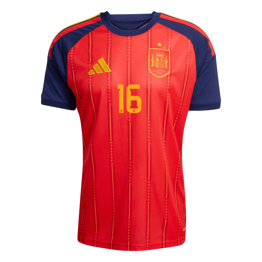 RODRIGO #16 Spanyolország Hazai Futball Világbajnoki 2026 Piros