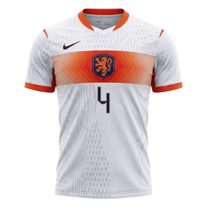 VIRGIL #4 Hollandia Játékos Verzió Idegenbeli Mez Világbajnoki 2026 Fehér