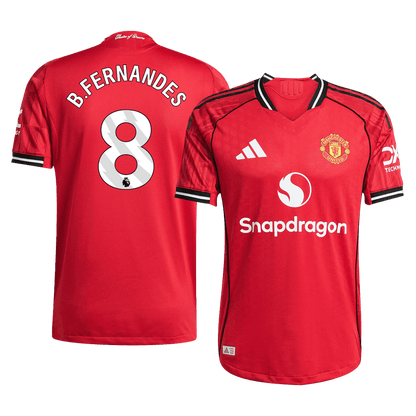 B.FERNANDES #8 Játékos Manchester United Otthon Soccer Mez 2025/26 Piros
