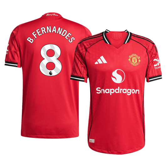 B.FERNANDES #8 Játékos Manchester United Otthon Soccer Mez 2025/26 Piros