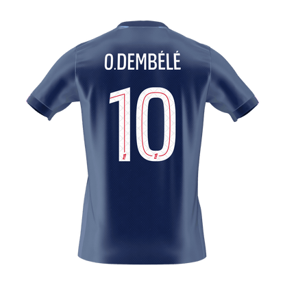 【Szuper Jó Minőségű】O.DEMBÉLÉ #10 PSG Otthon Soccer Mez 2025/26 Haditengerészet