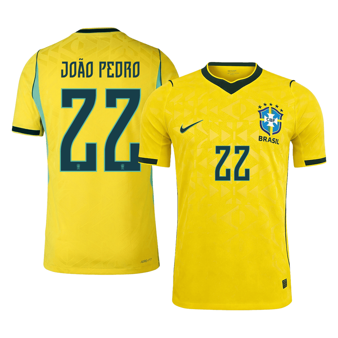 JOÃO PEDRO #22 Brazília Játékos Verzió Hazai Mez Világbajnoki 2026 Sárga