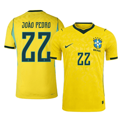JOÃO PEDRO #22 Brazília Játékos Verzió Hazai Mez Világbajnoki 2026 Sárga