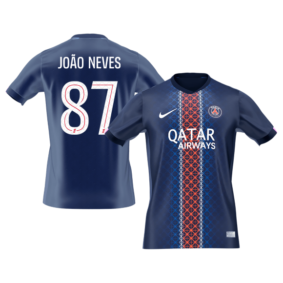JOÃO NEVES #87 PSG Hazai Futball Mez 2025/26 Sötétkék