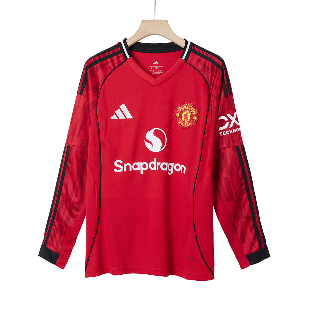 Manchester United Otthon Hosszú Ujjú Soccer Mez 2025/26 Piros