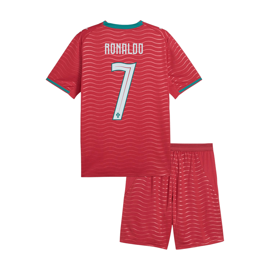 Portugália RONALDO #7 Gyerek Hazai Világbajnokság Mez Készlet(Mez+Nadrág) 2026 Piros