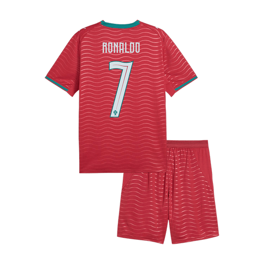Portugália RONALDO #7 Gyerek Hazai Világbajnokság Mez Készlet(Mez+Nadrág) 2026 Piros