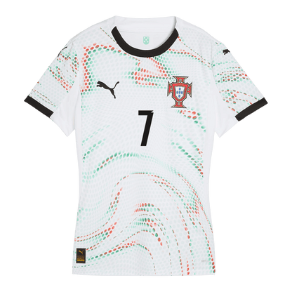 Női RONALDO #7 Portugal Idegenbeli Futball Mez 2025 Fehér