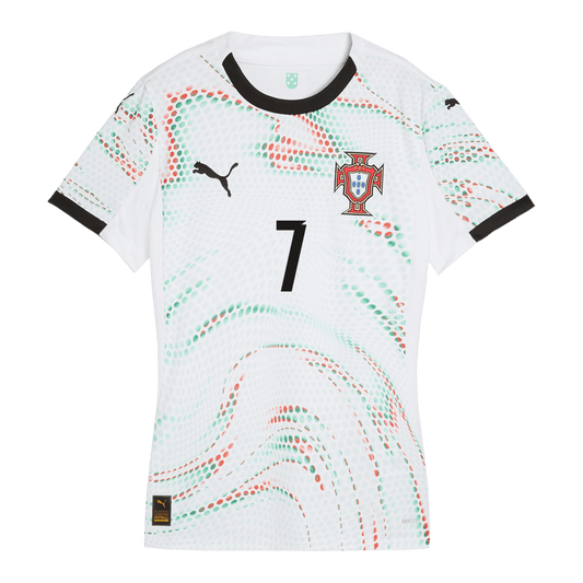 Női RONALDO #7 Portugal Idegenbeli Futball Mez 2025 Fehér