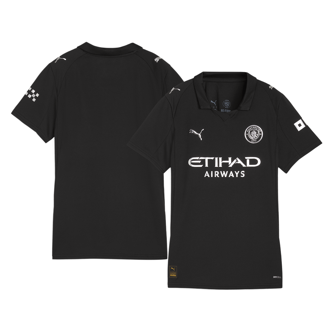Női Manchester City Idegenbeli Futball Mez 2025/26 Fekete
