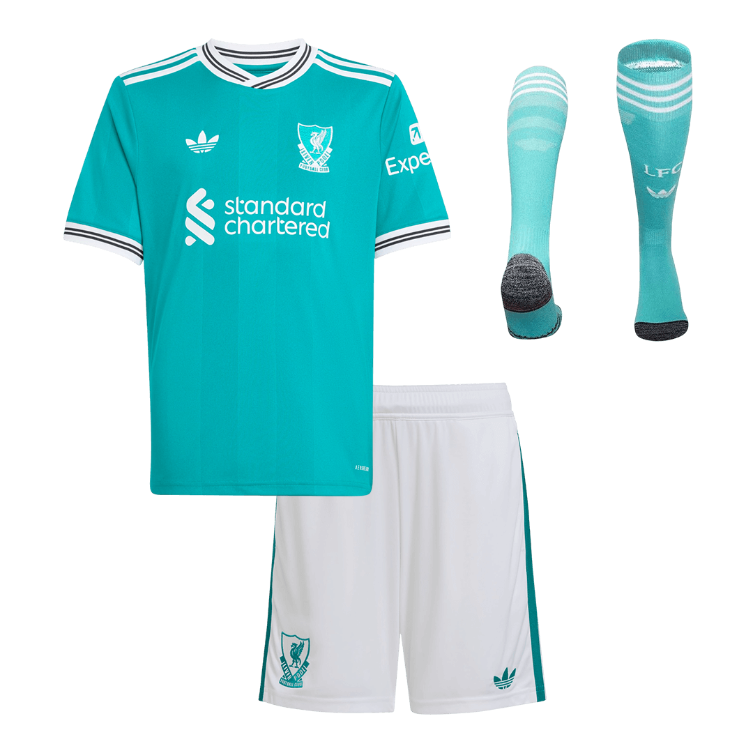 Liverpool Gyerek Harmadik Készlet(Mez+Nadrág+Zokni) 2025/26 Zöld