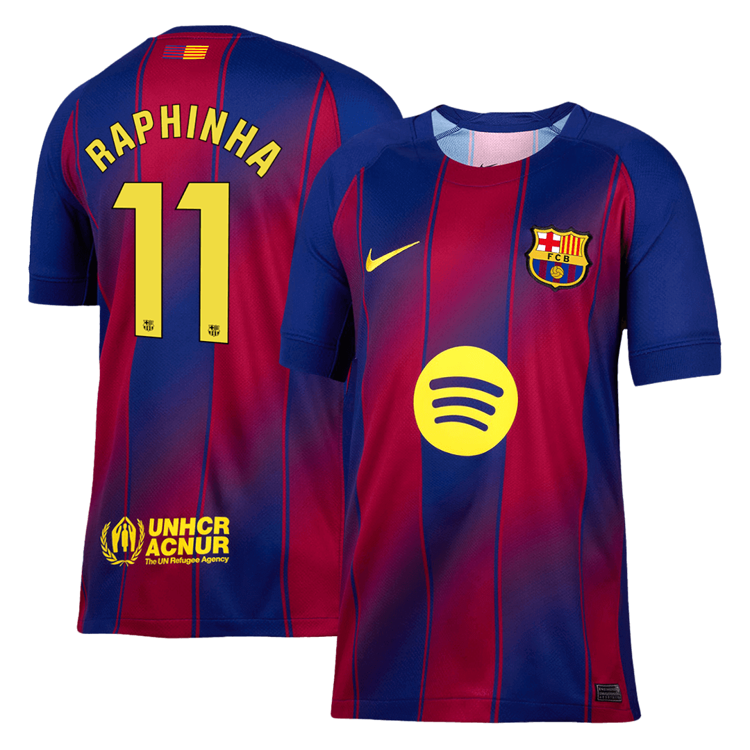 RAPHINHA #11 Barcelona Otthon Soccer Mez 2025/26 Piros&Kék