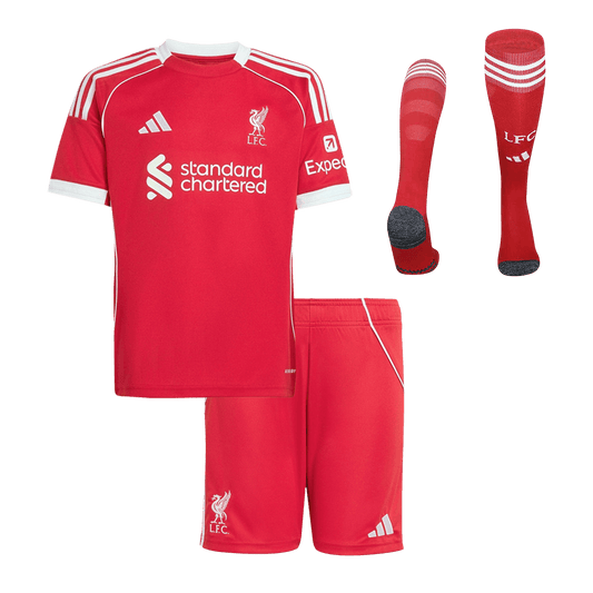 Liverpool Gyerek Hazai Mez Készlet(Mez+Nadrág+Zokni) 2025/26 Piros
