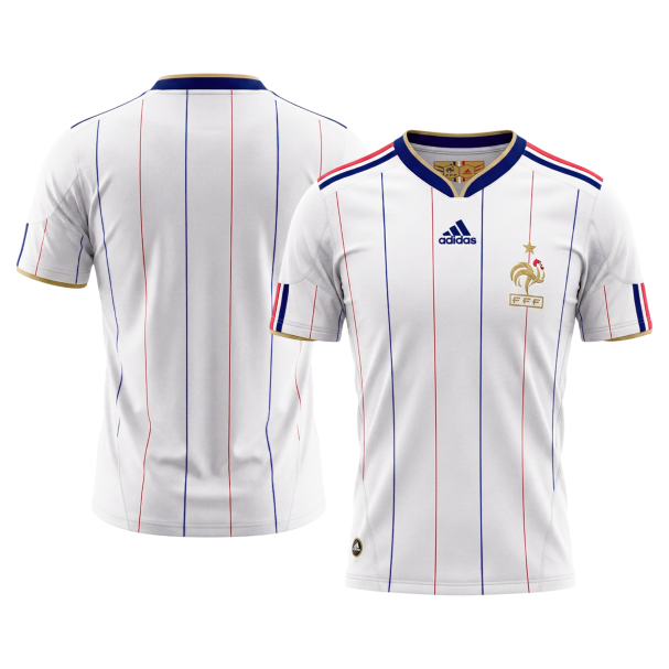 Franciaország Idegenbeli Retro Futball Mez 2010 Fehér