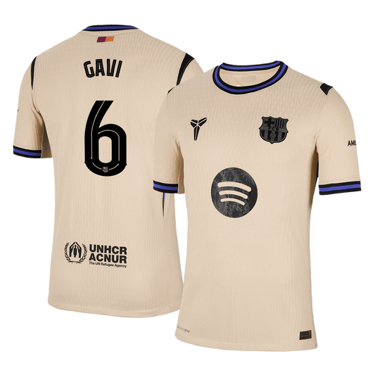 GAVI #6 Játékos Barcelona Idegenbeli Soccer Mez 2025/26 Sárga - UCL