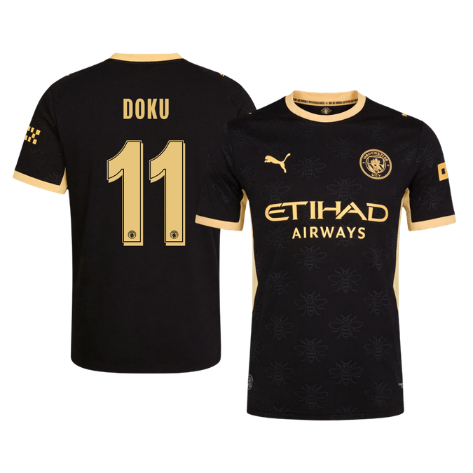 DOKU #11 Manchester City Játékos Verzió Idegenbeli Mez 2026/27 Fekete - UCL
