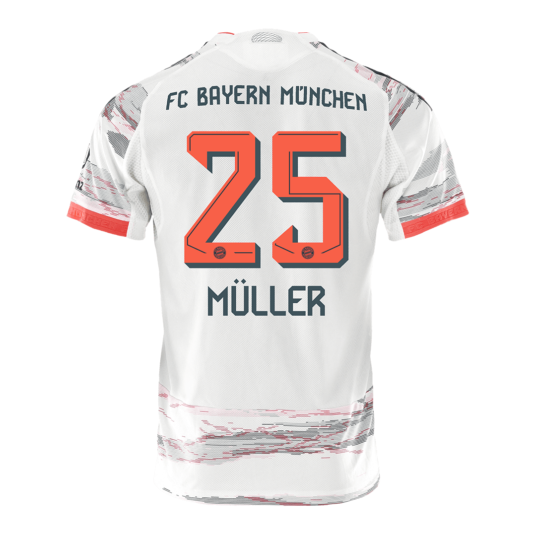 MÜLLER #25 Játékos Bayern Munich Idegenbeli Soccer Mez 2025/26 Fehér
