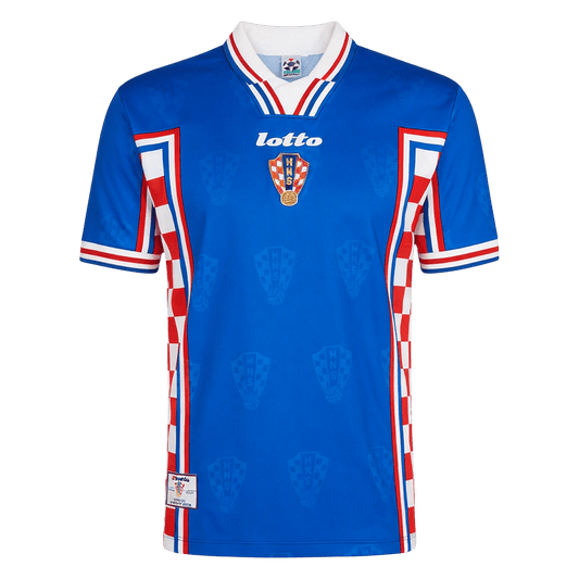 Horvátország Idegenbeli Retro Futball Mez 1998 Kék