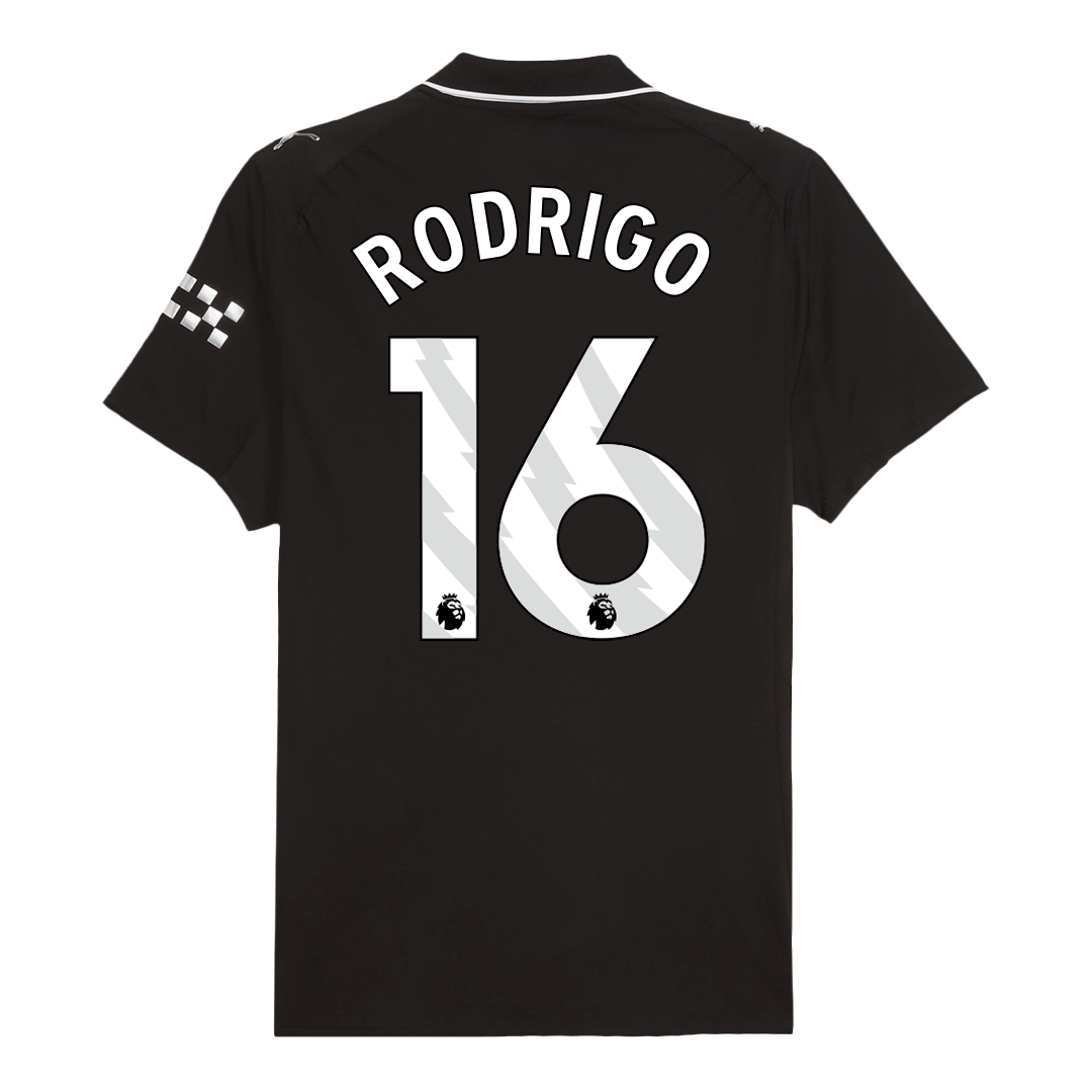 RODRIGO #16 Játékos Manchester City Idegenbeli Soccer Mez 2025/26 Fekete