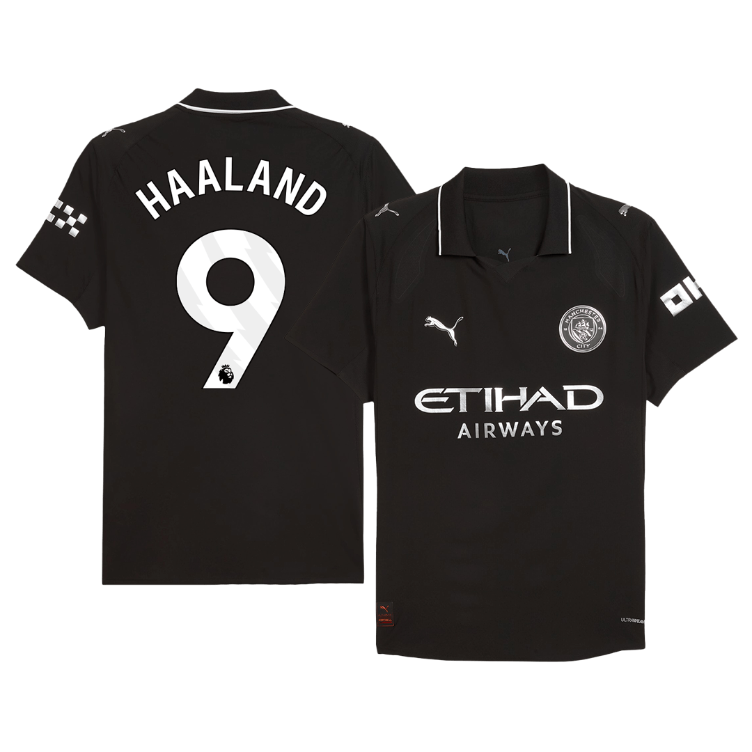 HAALAND #9 Játékos Manchester City Idegenbeli Soccer Mez 2025/26 Fekete