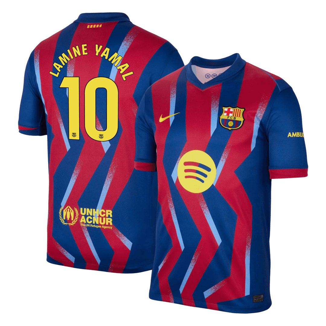 LAMINE YAMAL #10 Barcelona Negyedik Mez 2025/26 Piros&Kék