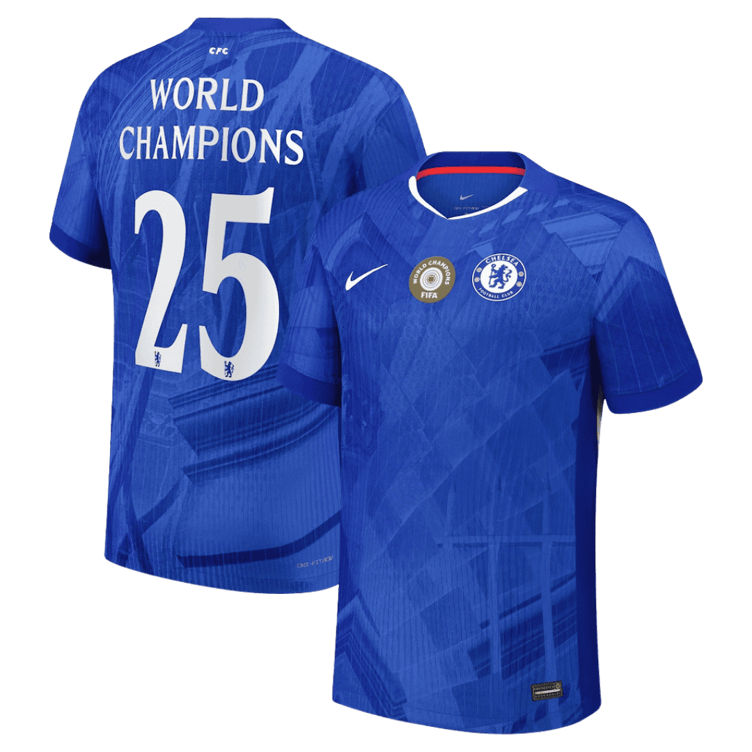 WORLD CHAMPIONS #25 Játékos Chelsea Otthon Soccer Mez 2025/26 Kék - with chest badge