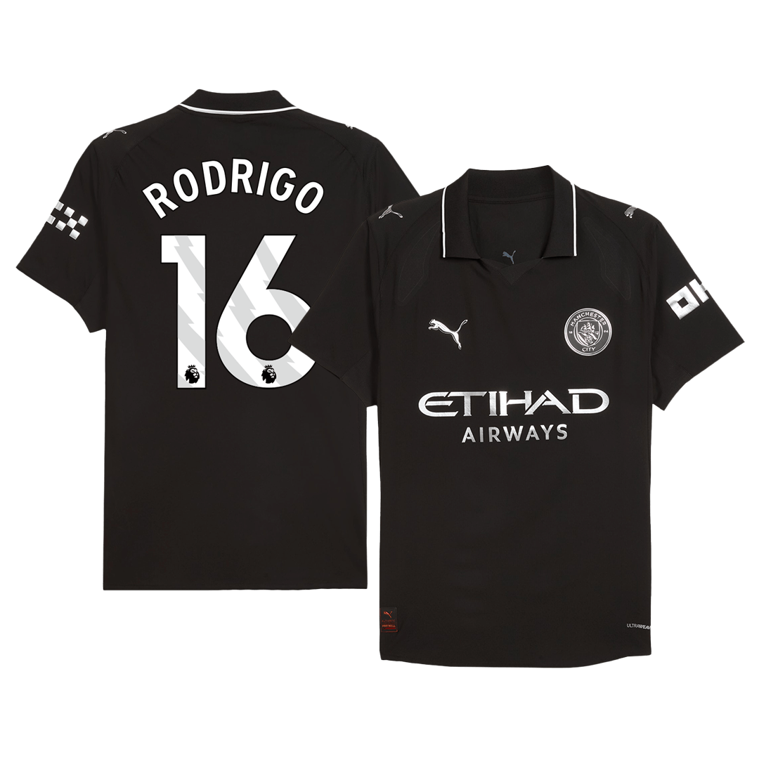 RODRIGO #16 Játékos Manchester City Idegenbeli Soccer Mez 2025/26 Fekete
